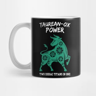 Funny Taurus Zodiac Sign - Taurean-Ox Power, Two Zodiac Titans in One - White Mug